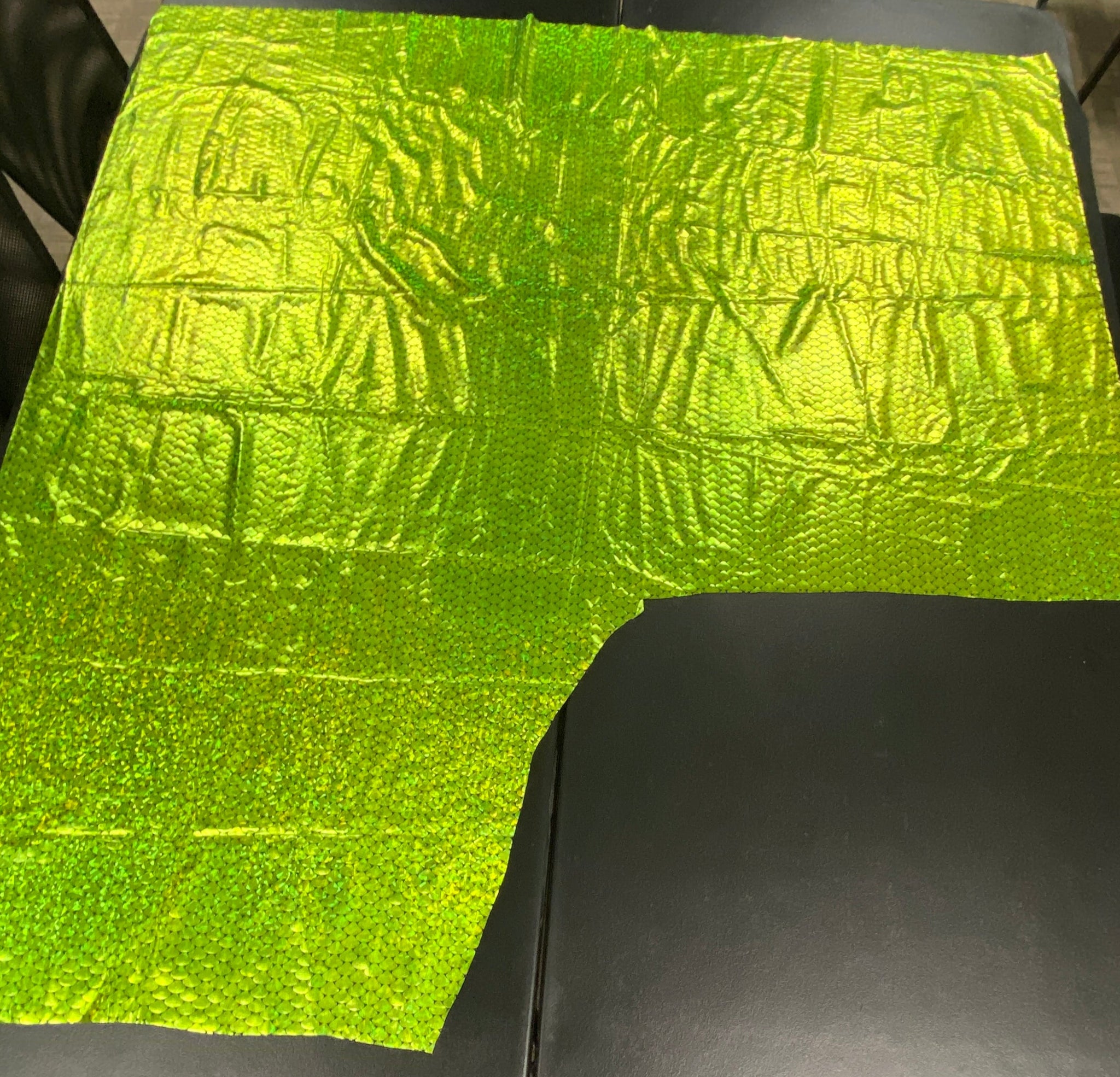 Fabric Remnant: #39 Metallic Neon Green Scaled Spandex