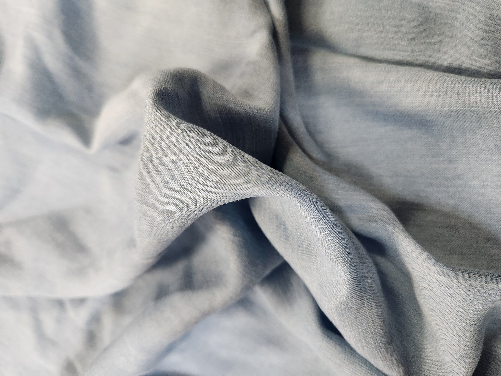 Fabric Remnant: #185 Blue Chambray Cotton Blend