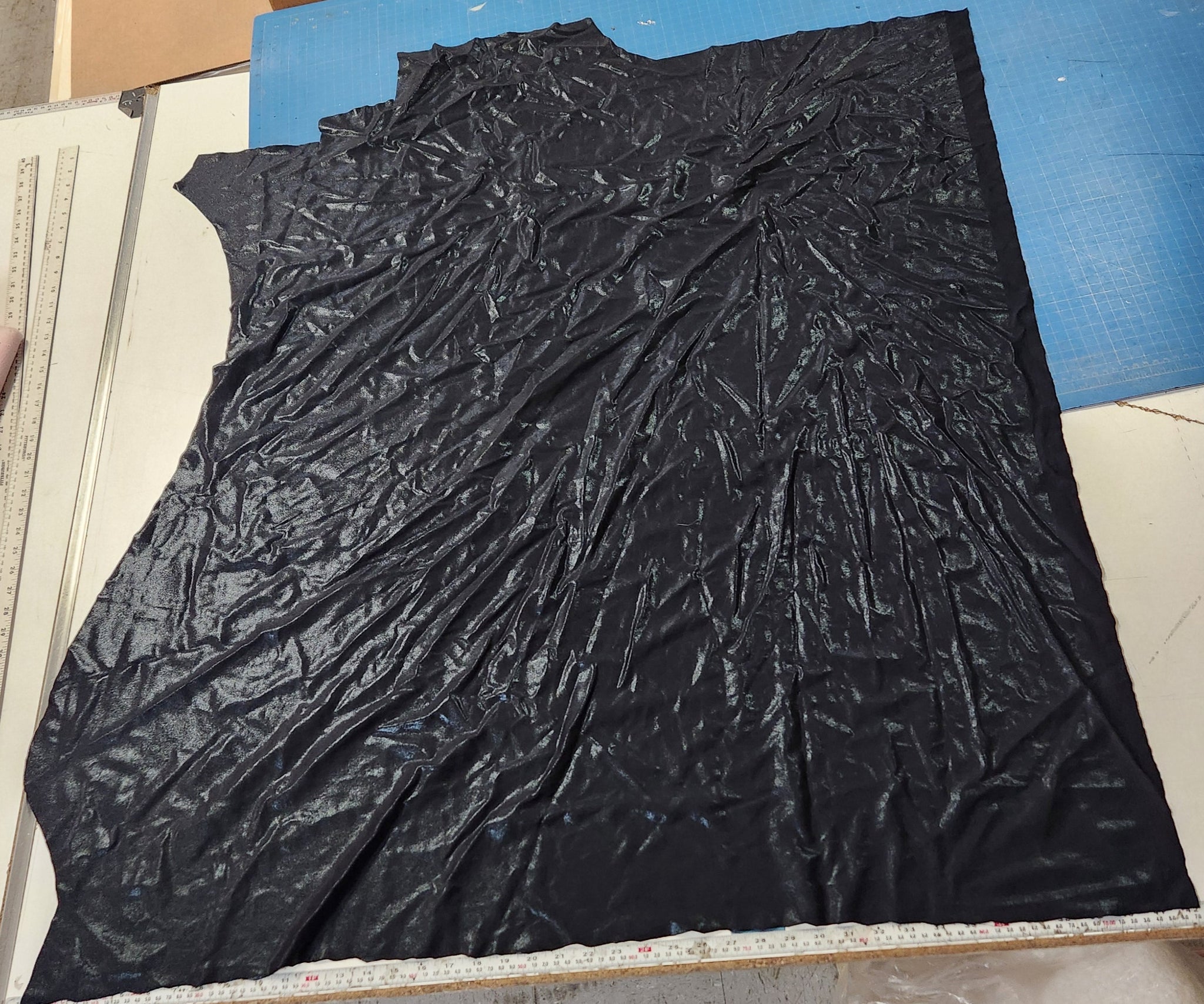 Fabric Remnant: #190 Black Shiny Micro-Dot Spandex